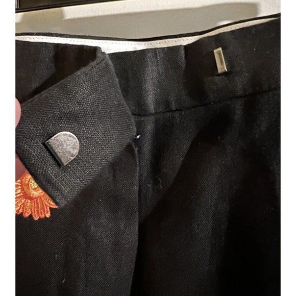 DEANE & WHITE Womens‎ Black Floral Embroidered Crop Style Dress Pants Size 12. - Picture 8 of 9